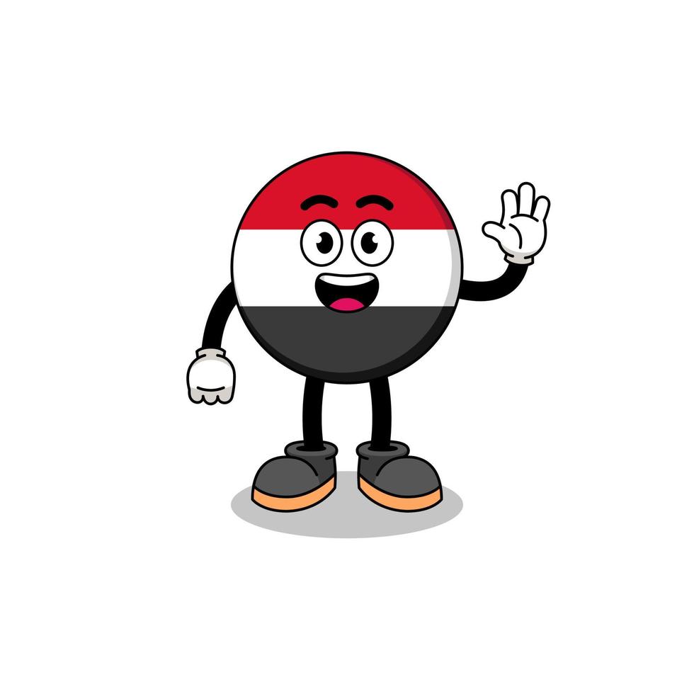 yemen flag cartoon doing wave hand gesture vector