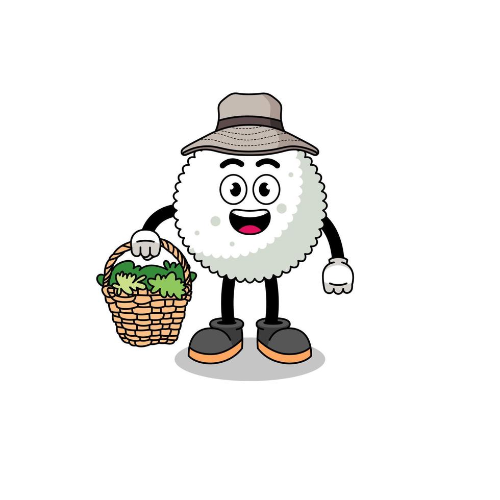 Character Illustration of rice ball as a herbalist vector