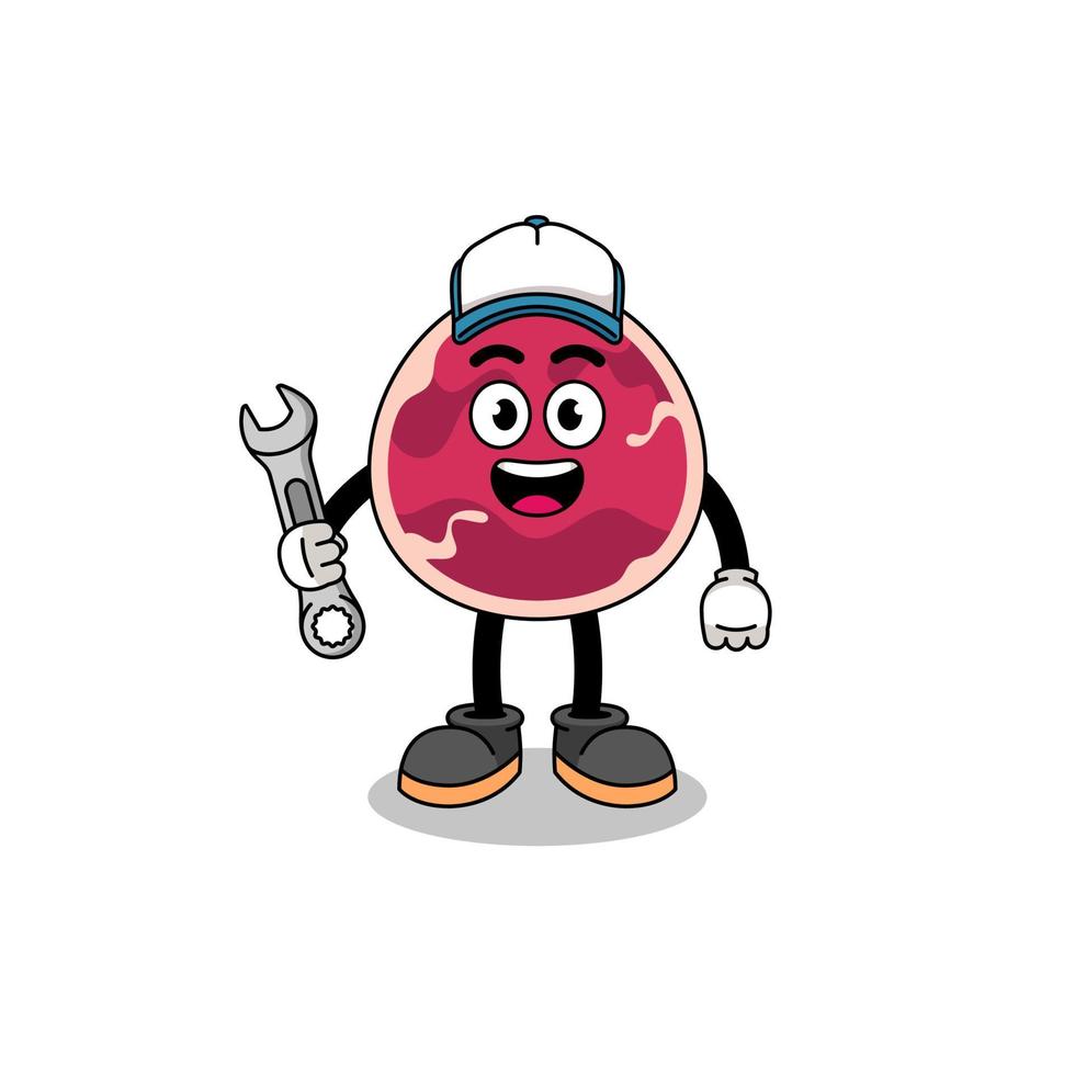 meat illustration cartoon as a mechanic vector