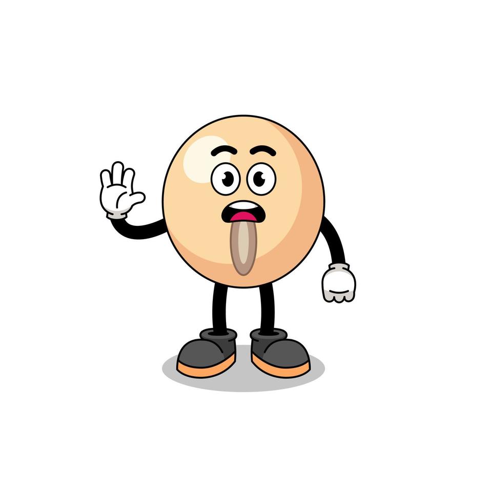 soy bean cartoon illustration doing stop hand vector