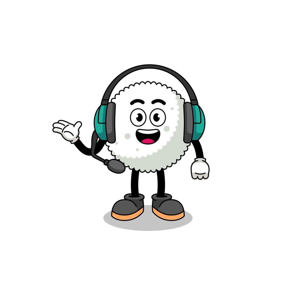 Mascot Illustration of rice ball as a customer services vector