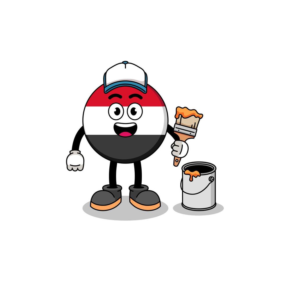 Character mascot of yemen flag as a painter vector