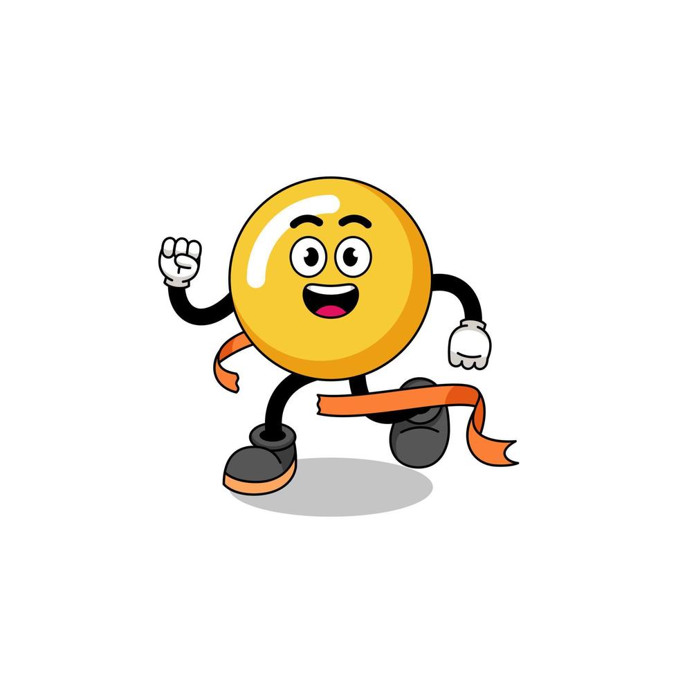 Mascot cartoon of egg yolk running on finish line vector