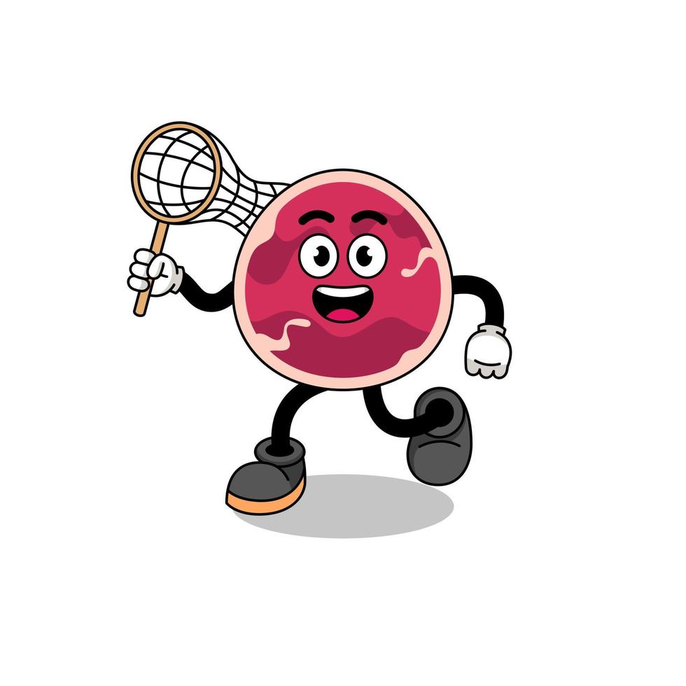 Cartoon of meat catching a butterfly vector