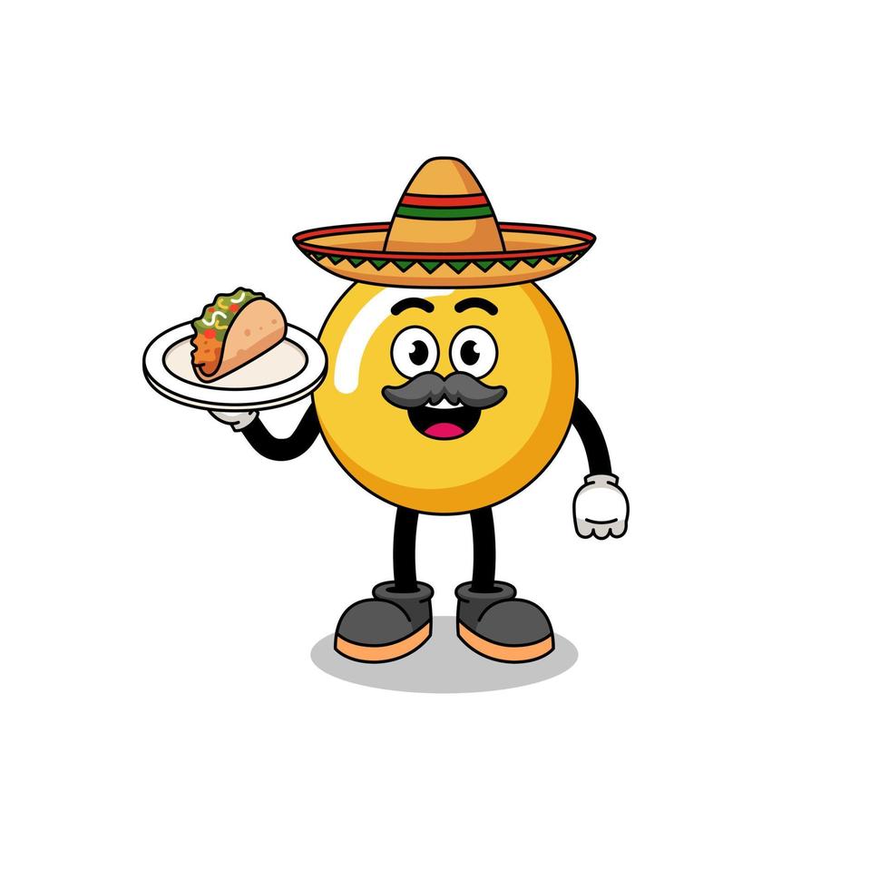 Character cartoon of egg yolk as a mexican chef vector