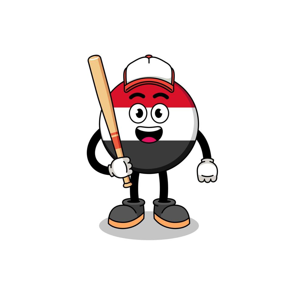 yemen flag mascot cartoon as a baseball player vector