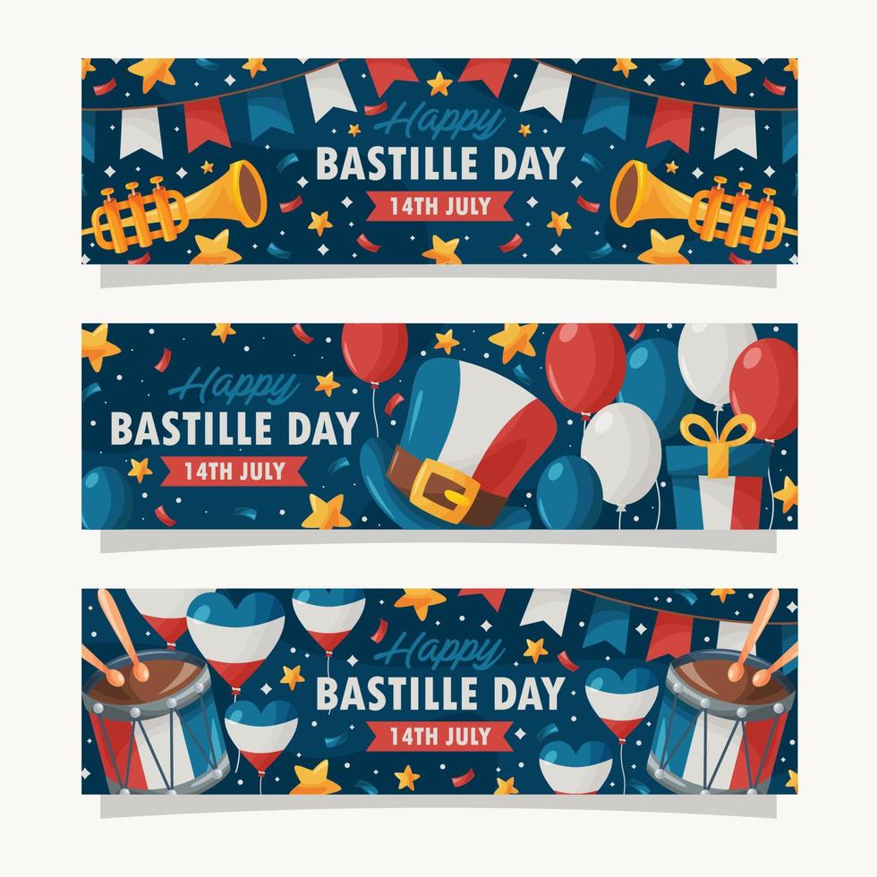 Bastille Day France National Day Banner Collection vector