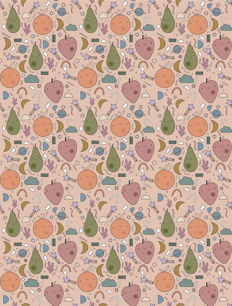 cartoon fruits seamless pattern background vector