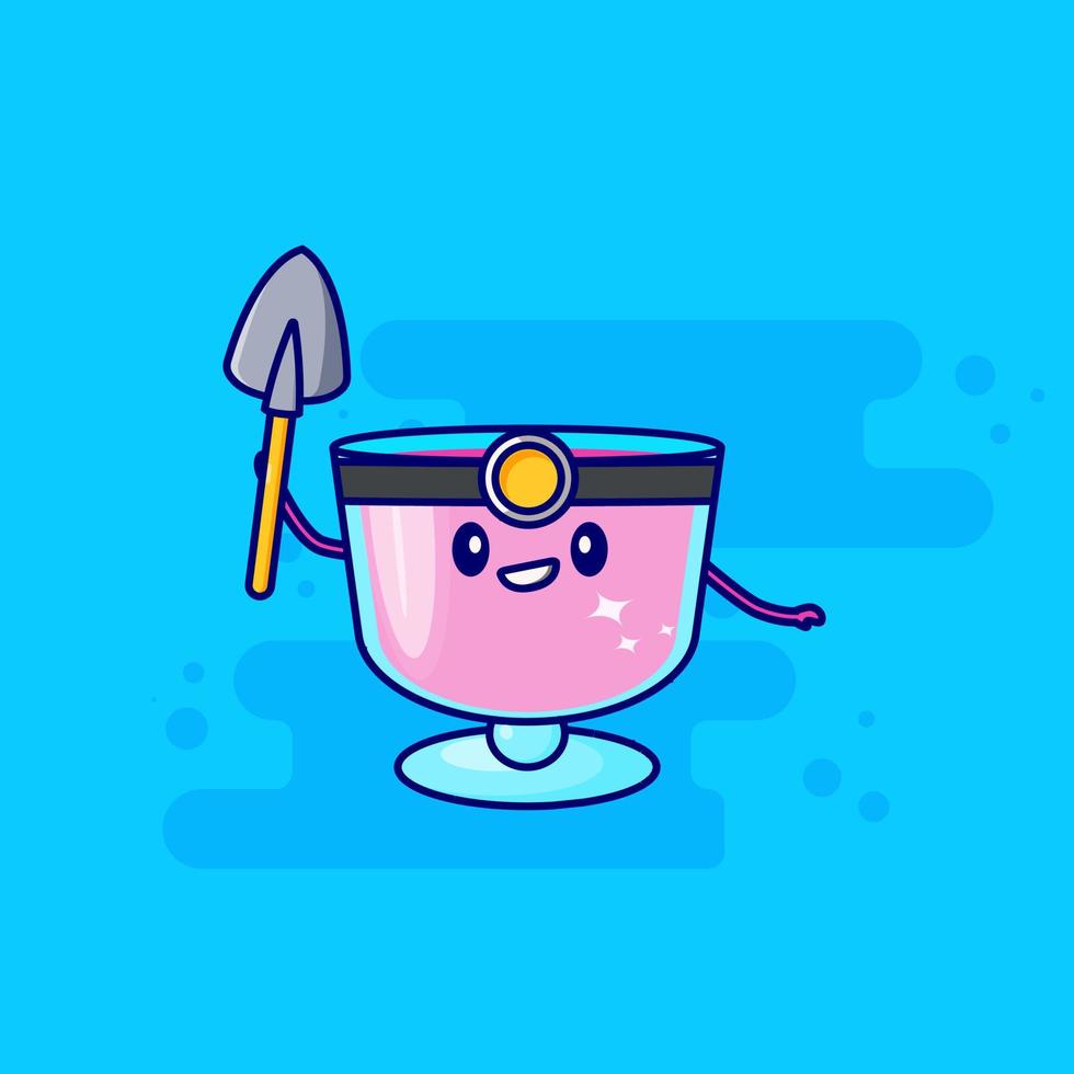 cartoon pink drink with a shovel vector