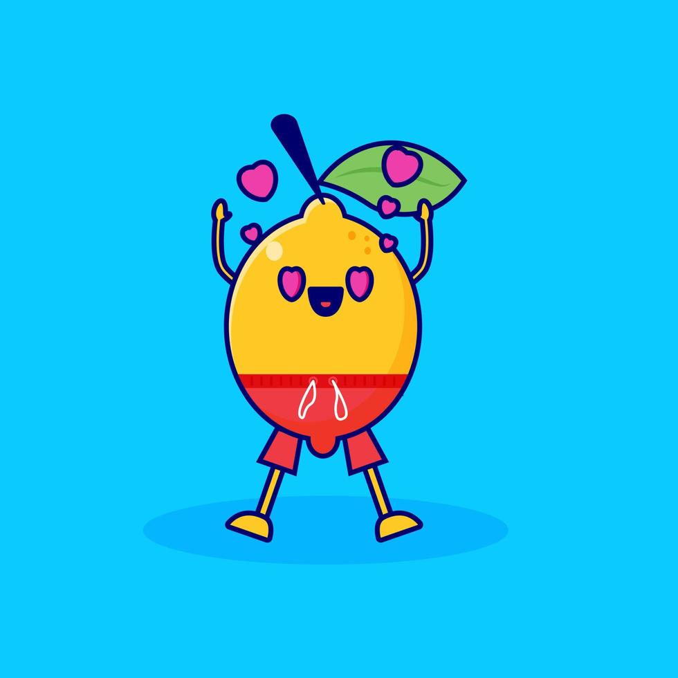 cute lemon cartoon character in love vector