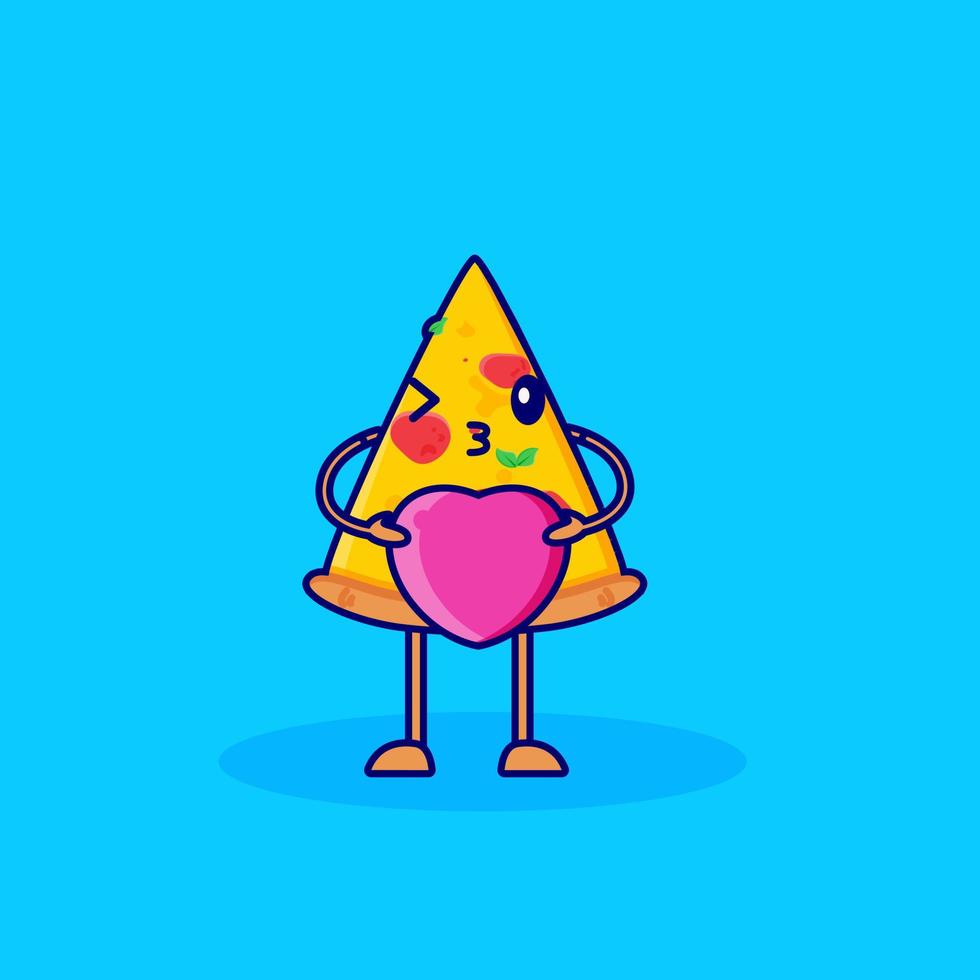 vector de personaje de dibujos animados de pizza trae amor