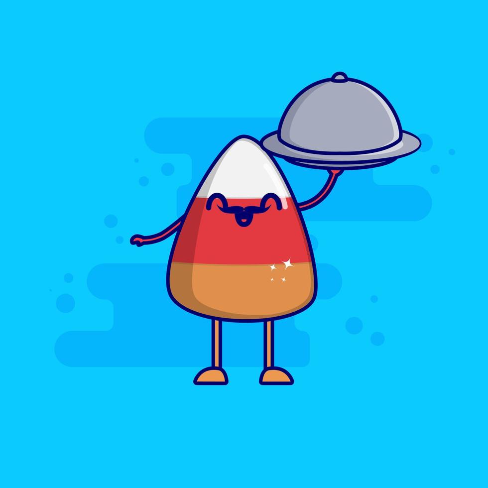 personaje de dibujos animados de pastel traer comida vector