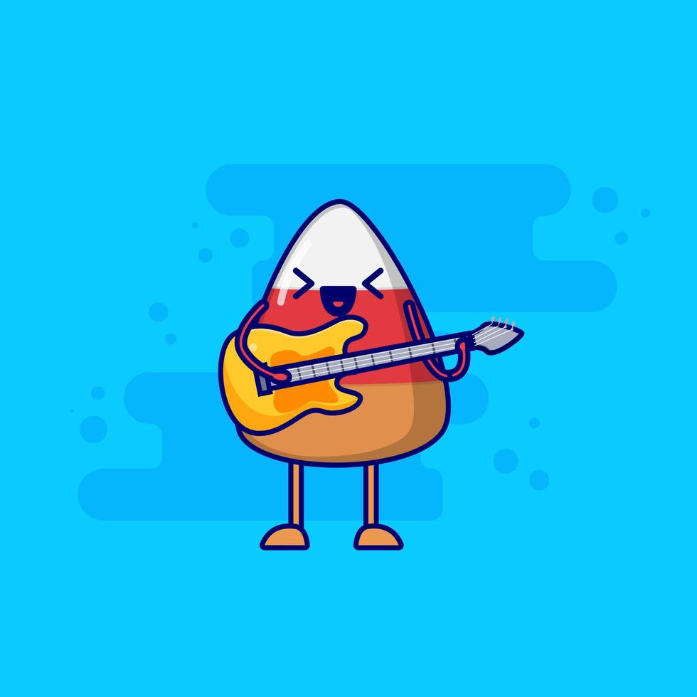 cake cartoon character playing guitar vector