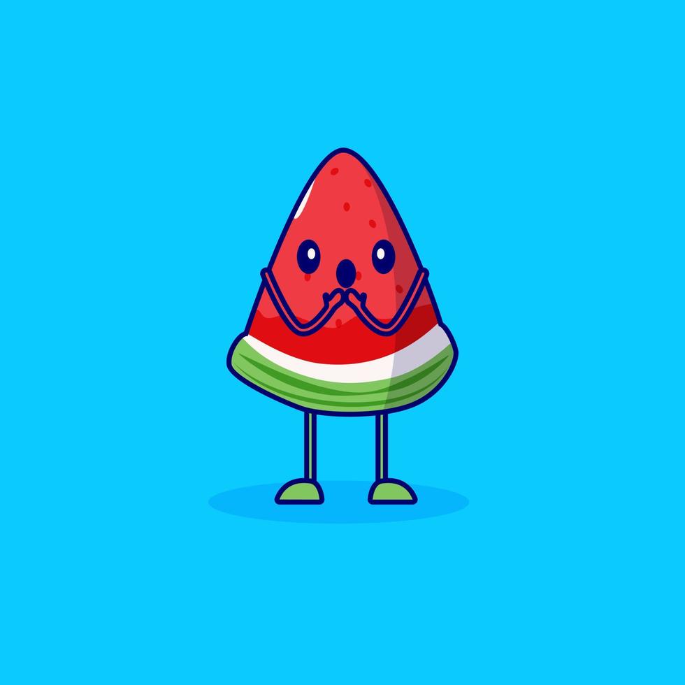 watermelon cartoon character shocked expression vector