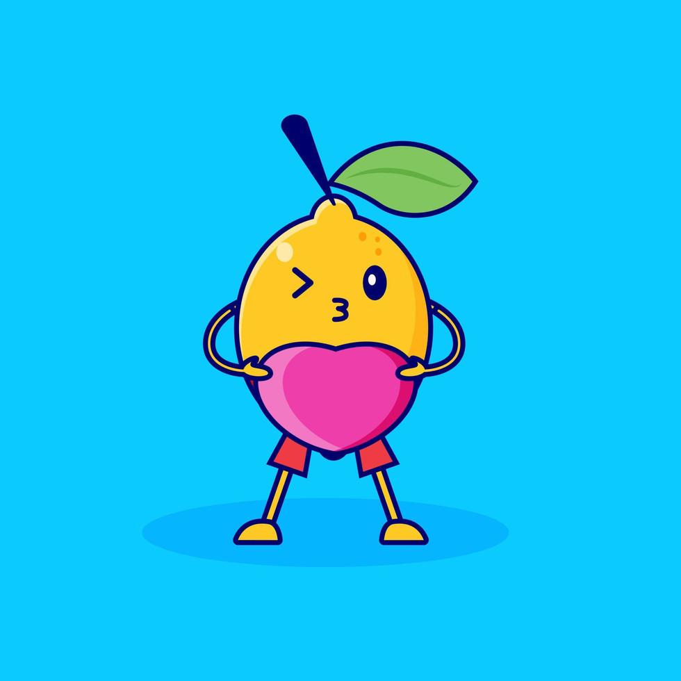 lemon cartoon character brings love vector