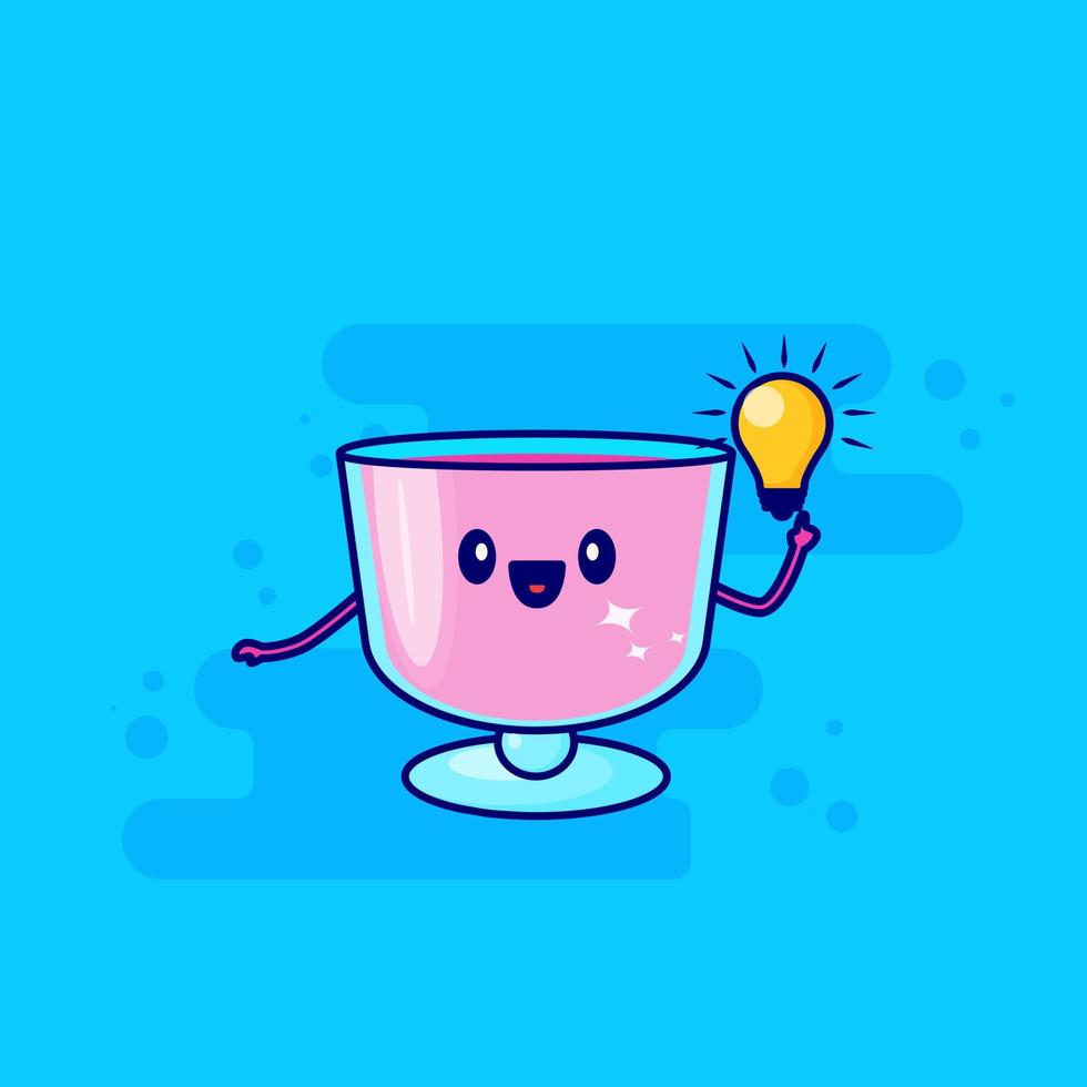 pink drink cartoon getting an idea vector