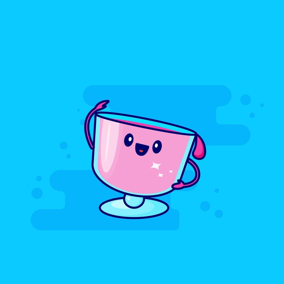 yoga sports pink drink cartoon character vector