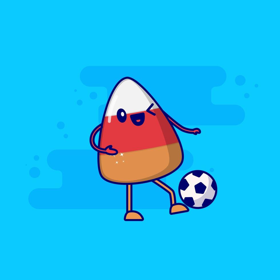 pastel personaje de dibujos animados jugando foot ball vector