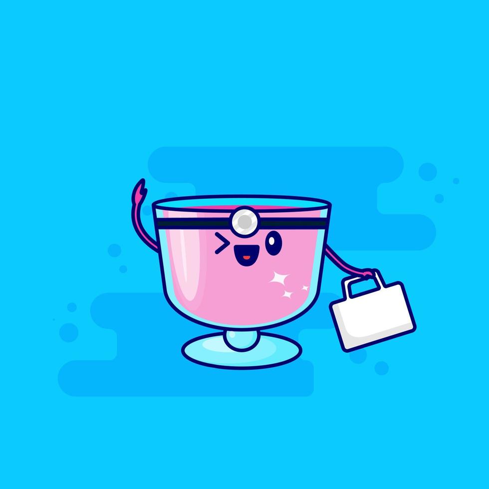 pink drink cartoon doctor character vector