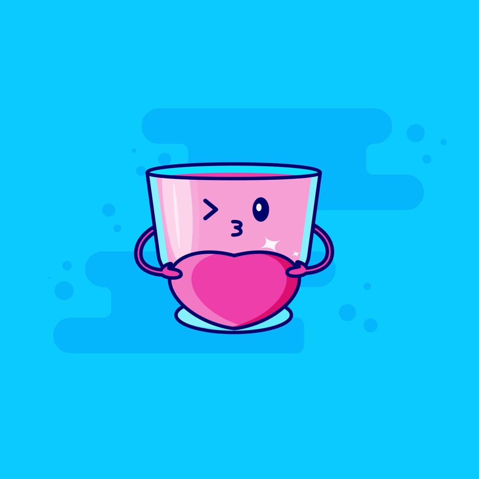 pink drink cartoon character take heart vector