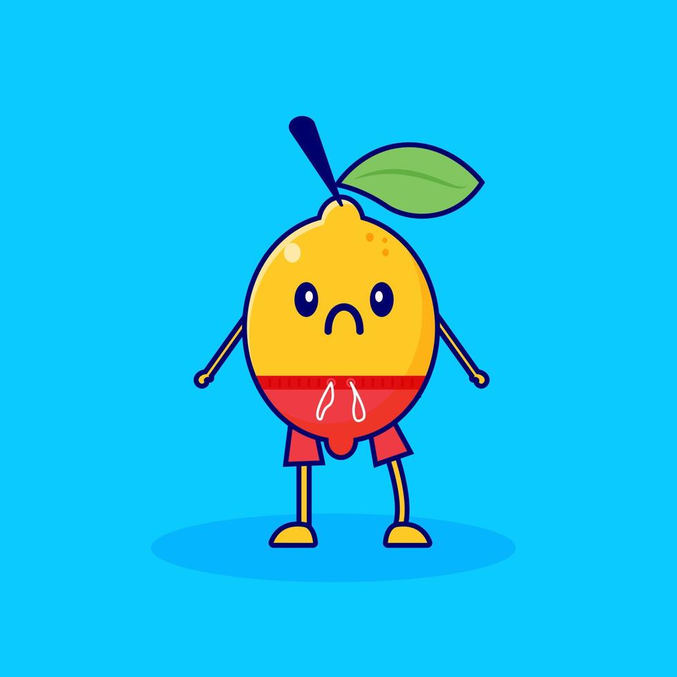 sad expression lemon cartoon character vector