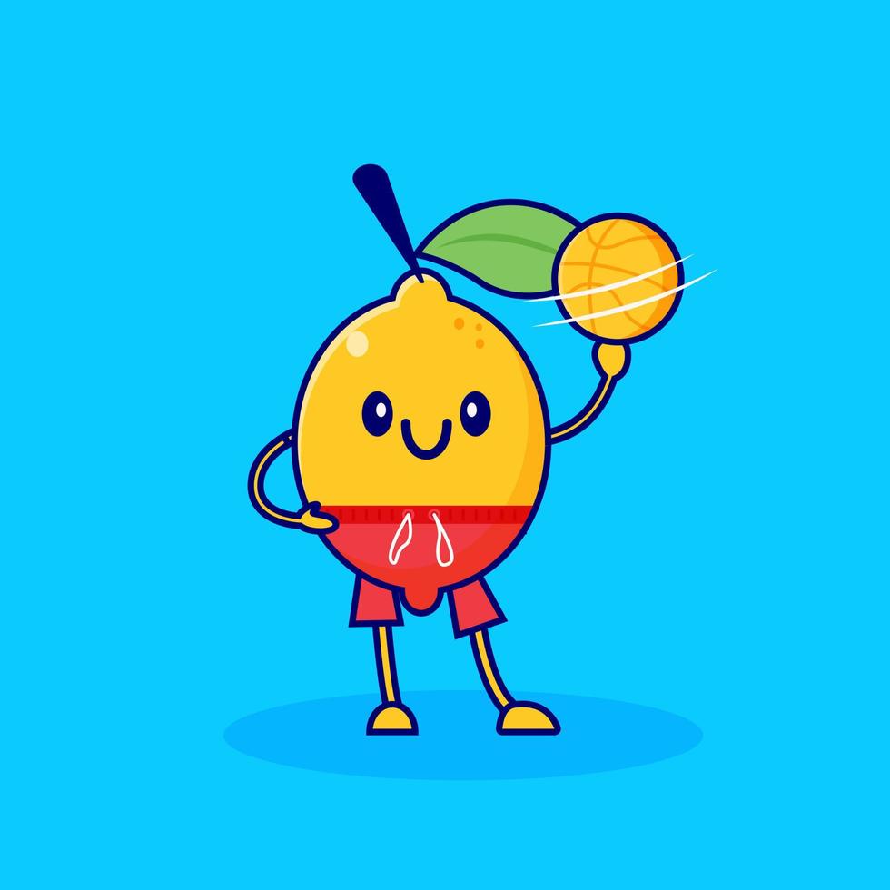 cute cartoon character lemon basketball vector