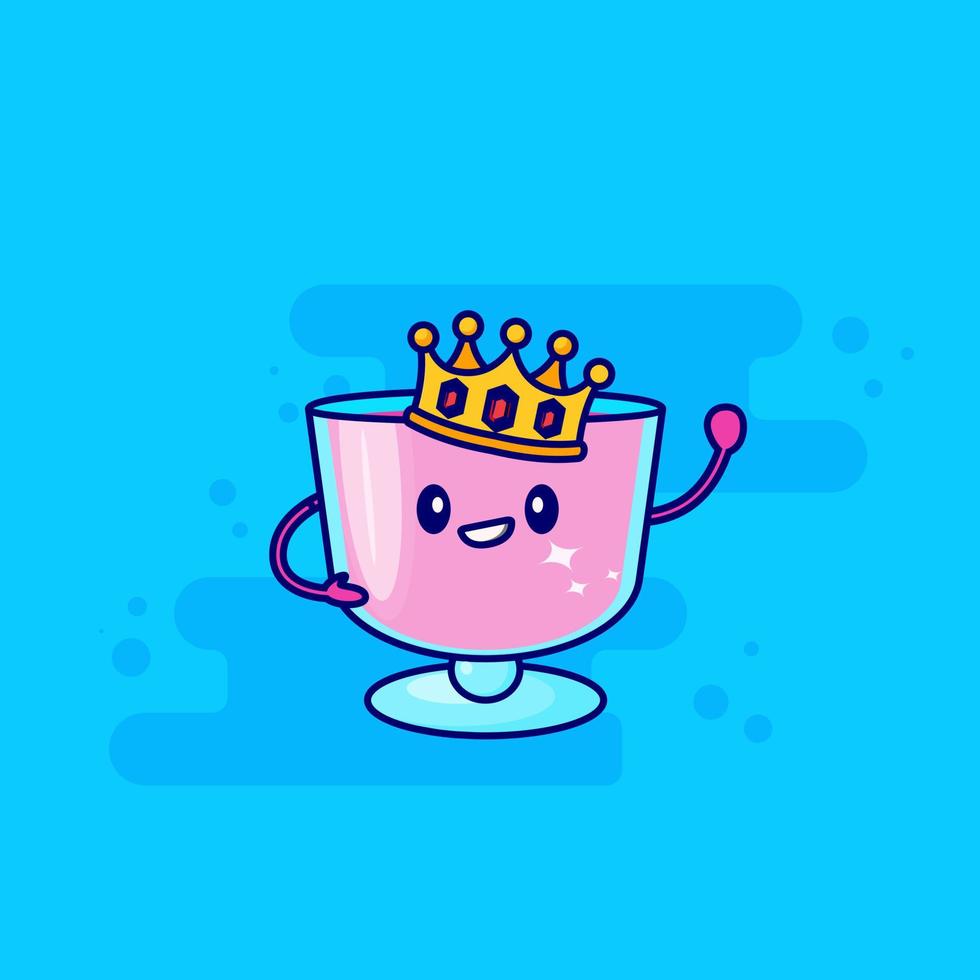 king crown pink drink cartoon character vector