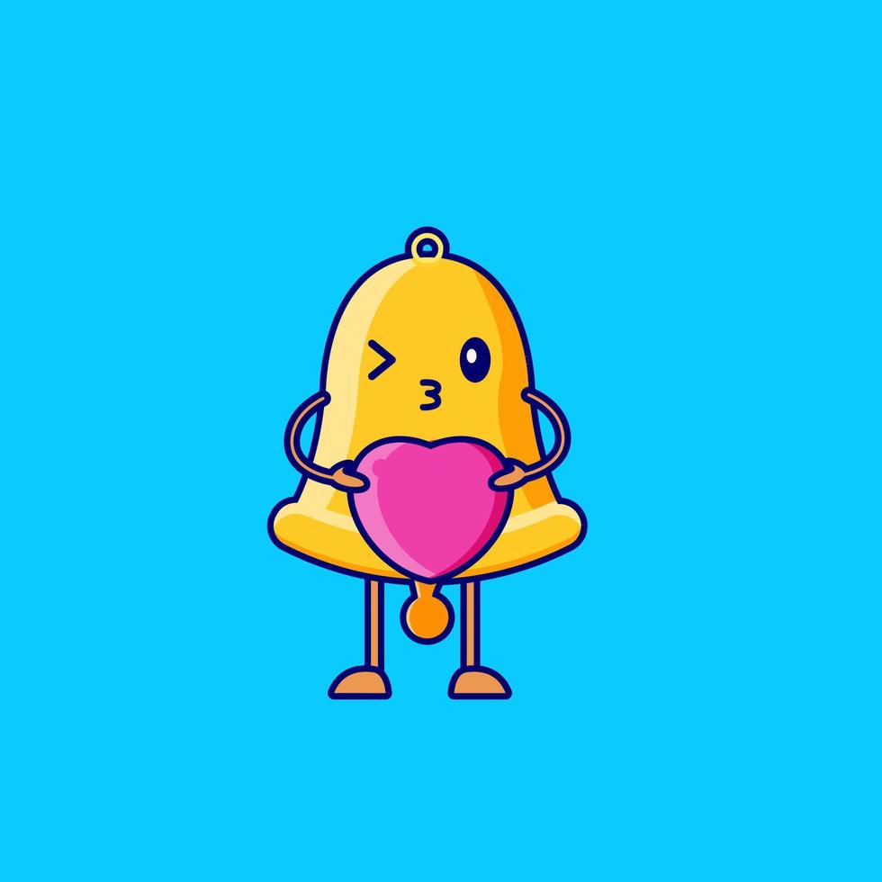 cute bell cartoon character bring love vector