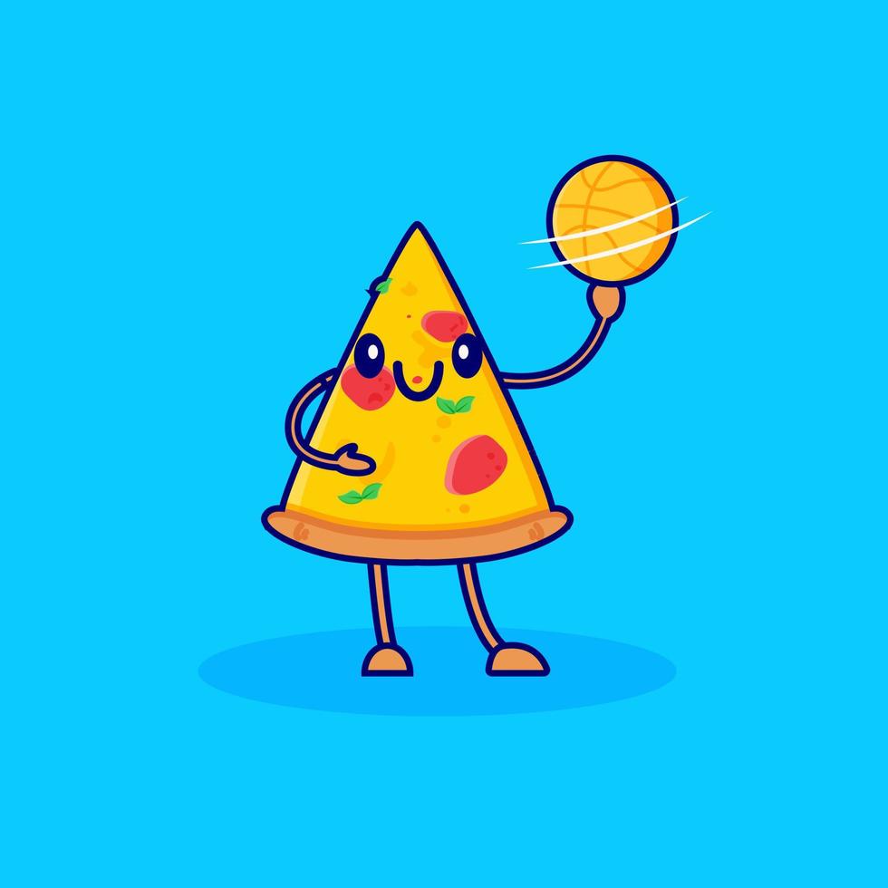 vector de personaje de dibujos animados de cesta de pizza