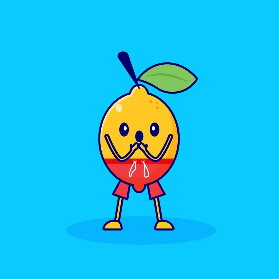 lindo personaje de dibujos animados de limón expresión sorprendida vector