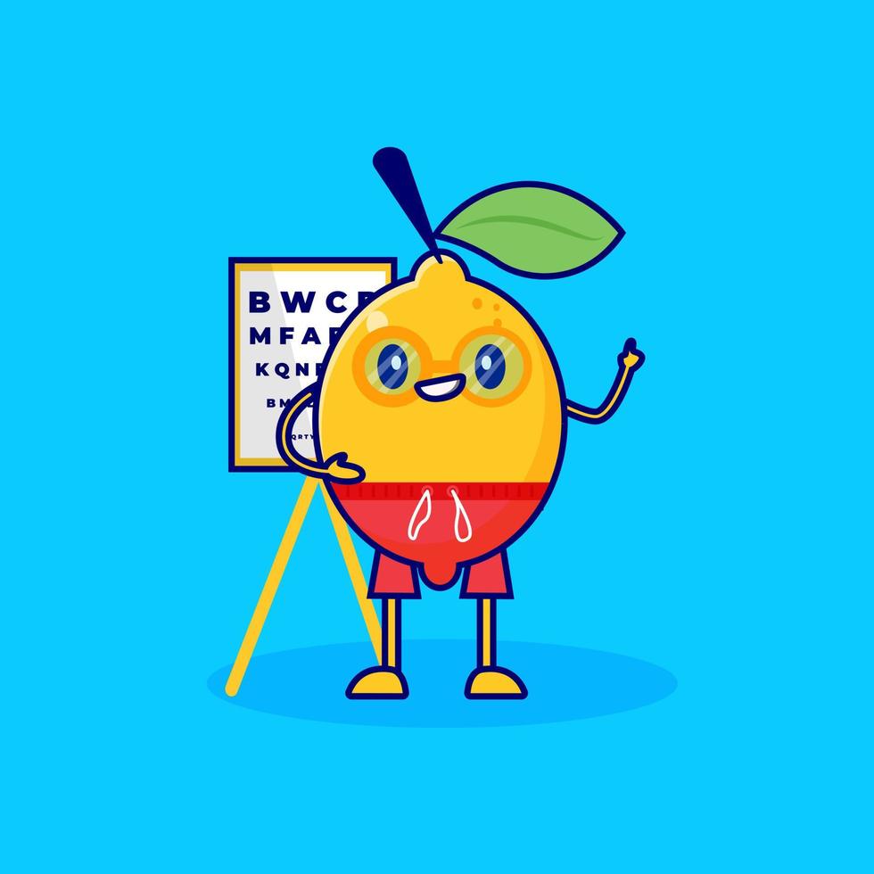 eye test lemon cartoon character vector