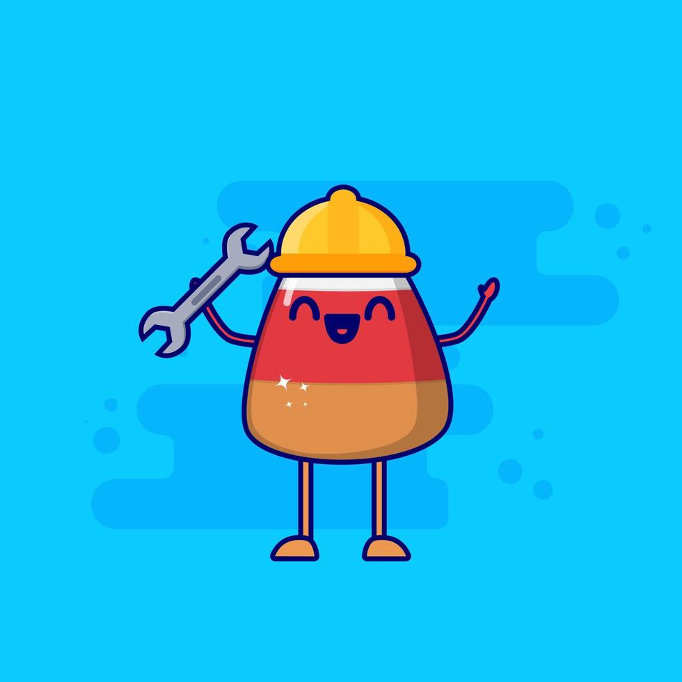 cute cake cartoon character carry tools vector