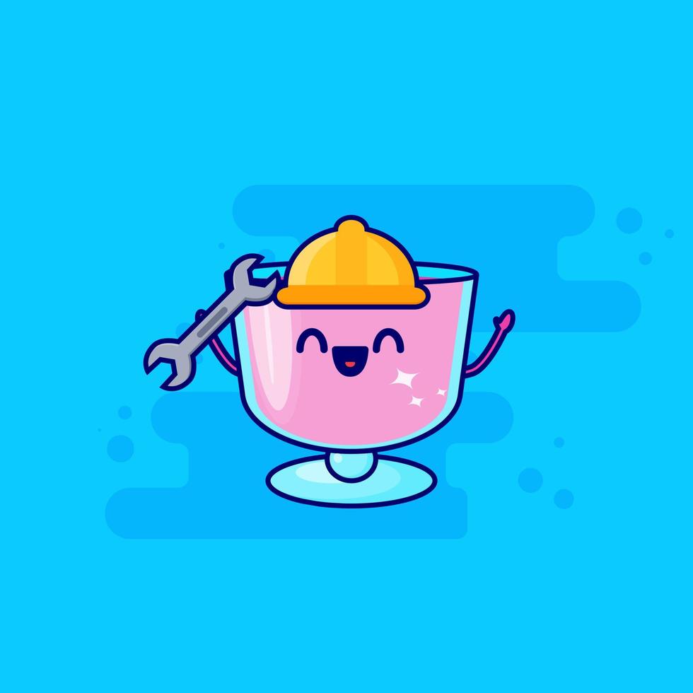 pink drink cartoon repairman character vector