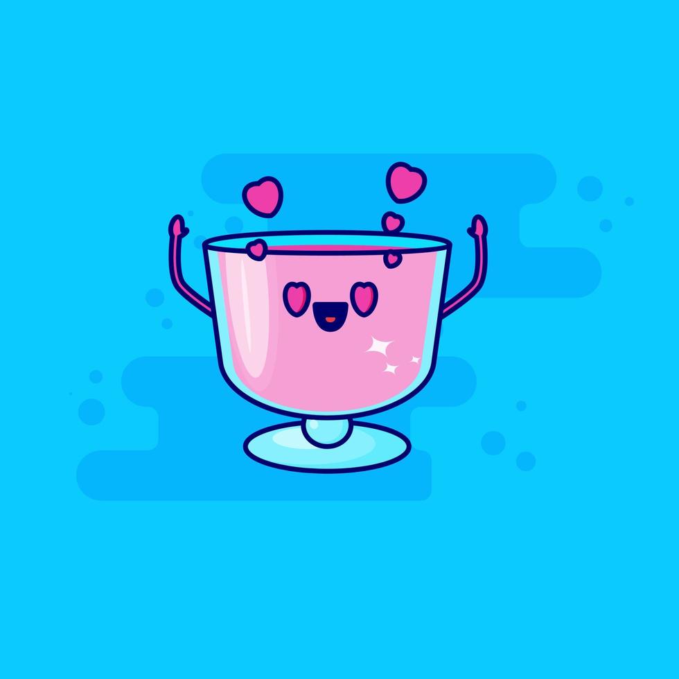 pink drink cartoon character in love vector