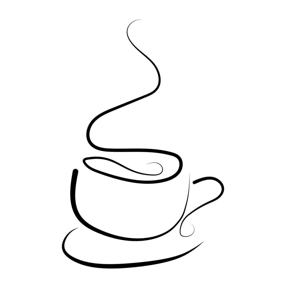 Continuous line drawing of cup of coffee vector