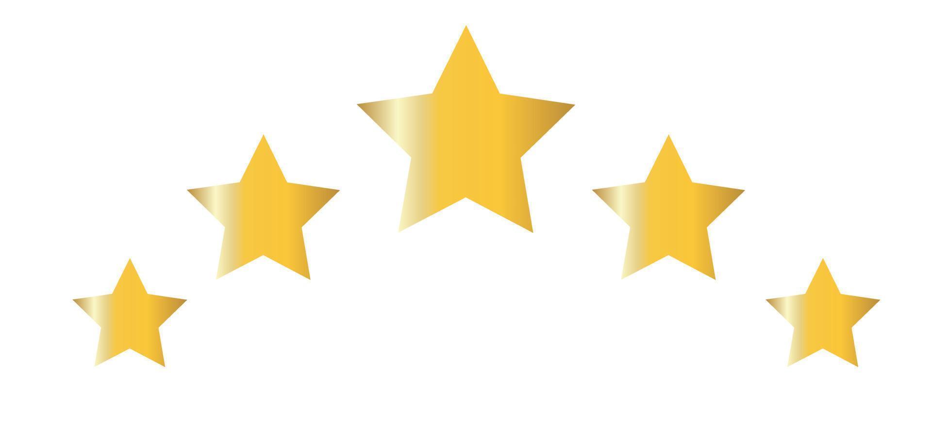 Five gold stars quality icon isolated on white background vector
