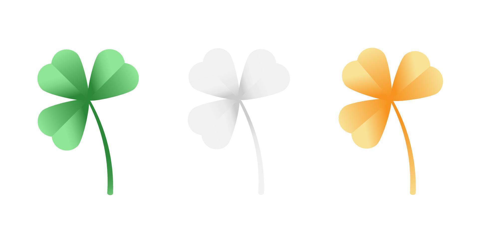 Set of shamrocks in Irish flag colors vector