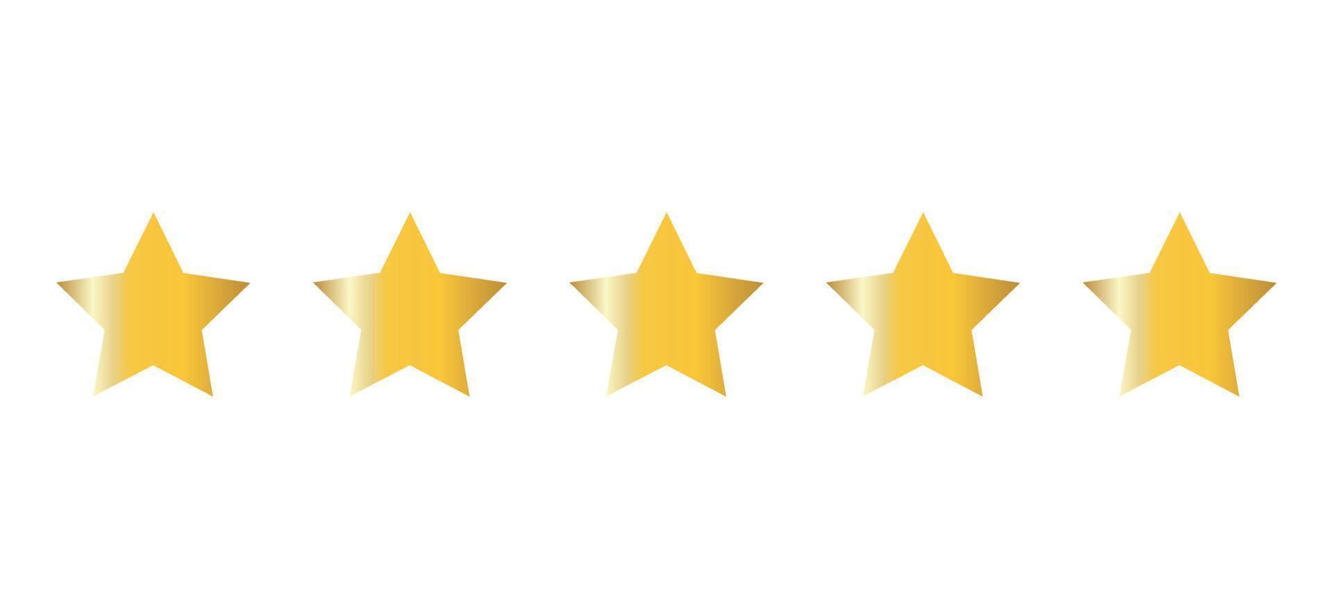 Five gold stars quality icon isolated on white background vector