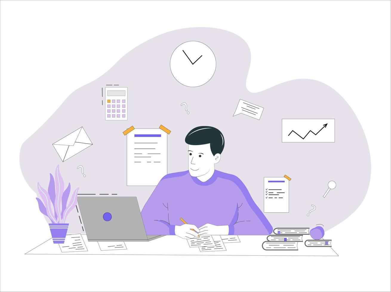 Multitasking, business efficiency, overload, professional competence concept vector