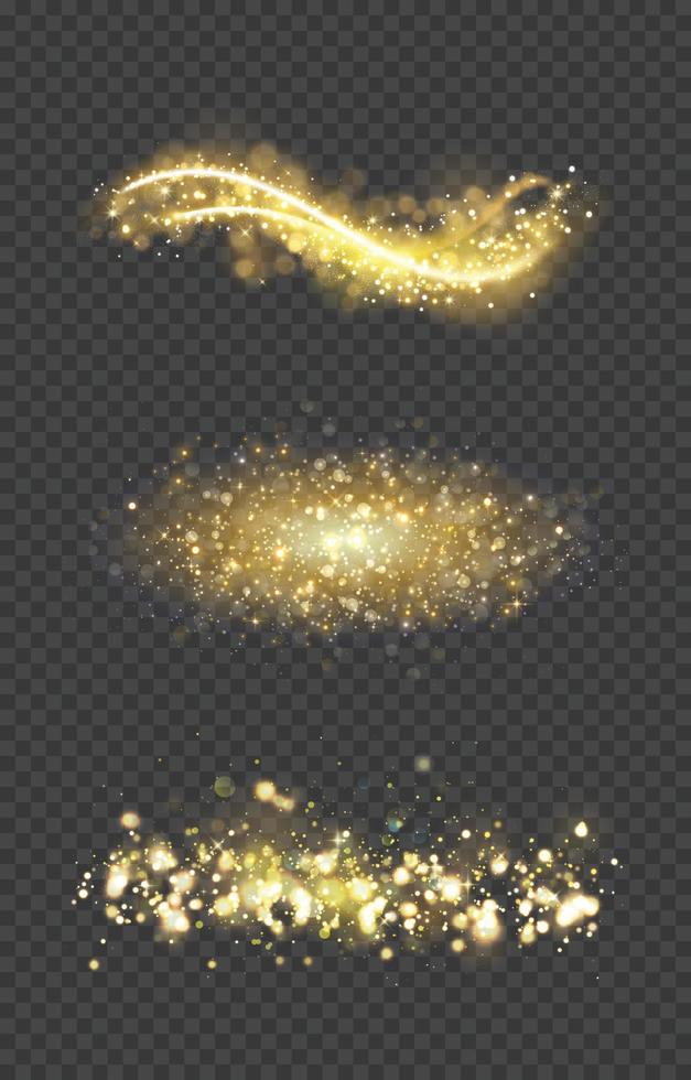 conjunto de elementos de brillo dorado brillante vector