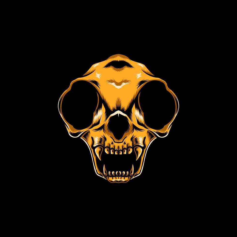 Illustration of a cat skull in yellow color vector