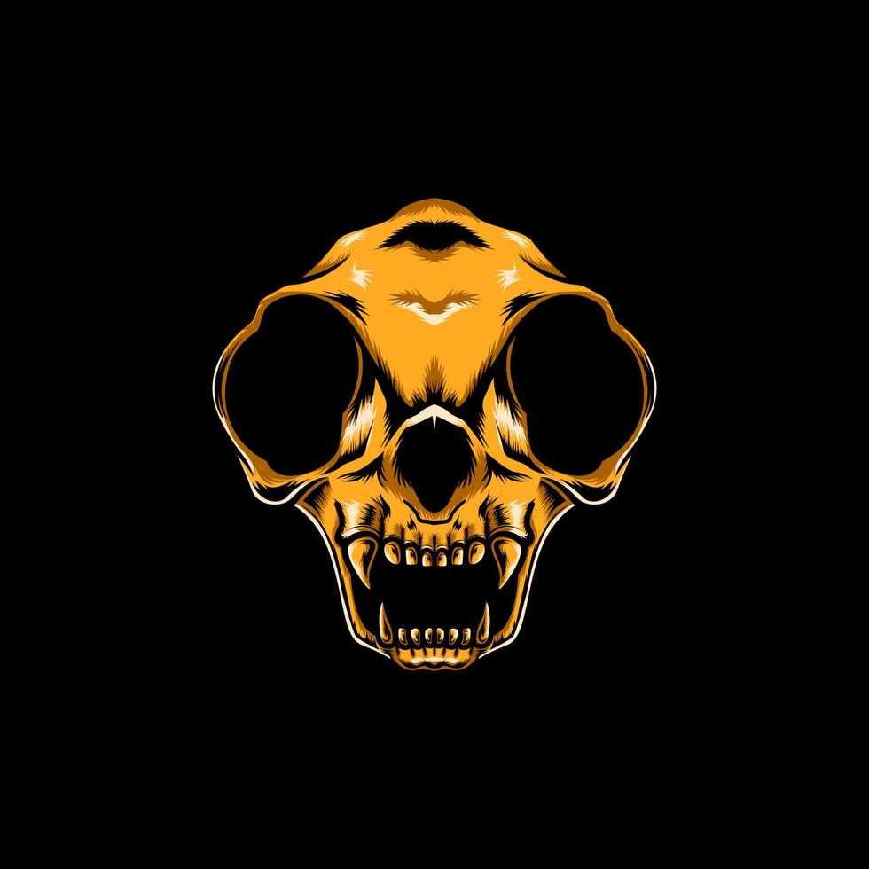 Illustration of a cat skull in yellow color vector