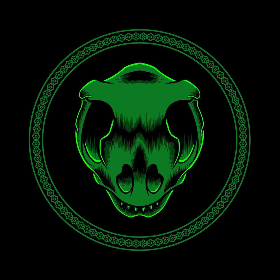 Illustration of an iguana skull and a symbol of darkness vector