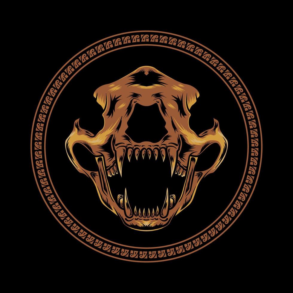 Illustration of a bear skull and a symbol of darkness vector