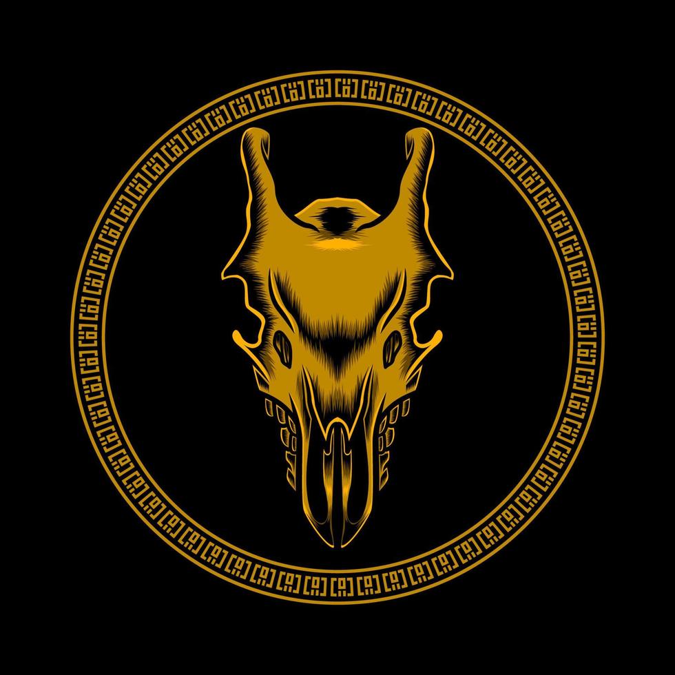 Illustration of a giraffe skull and a symbol of darkness vector