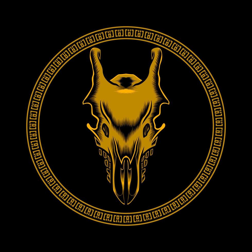 Illustration of a giraffe skull and a symbol of darkness vector