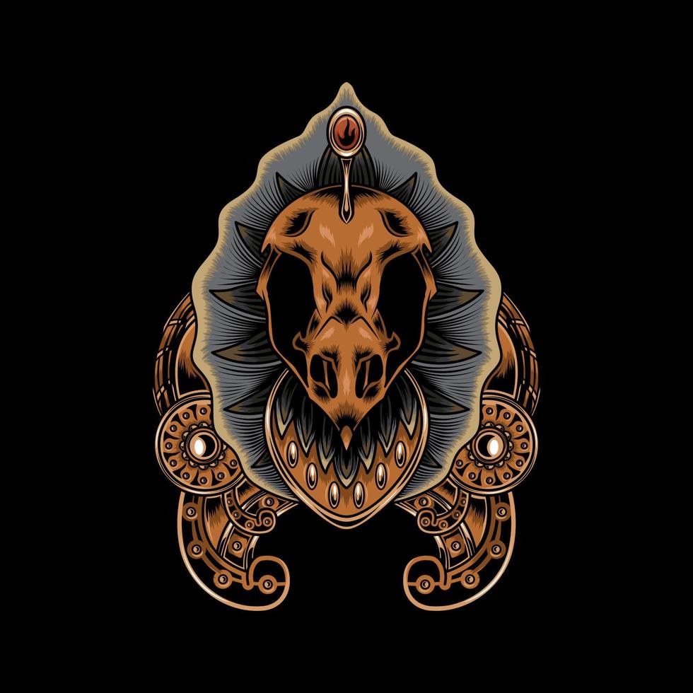 Illustration of quail skull with traditional ornament vector