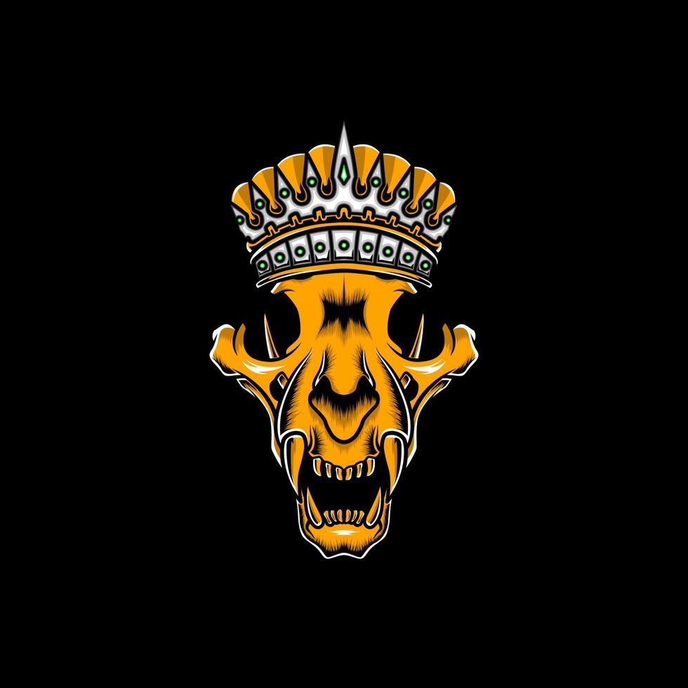 Illustration of lion skull and king's crown vector