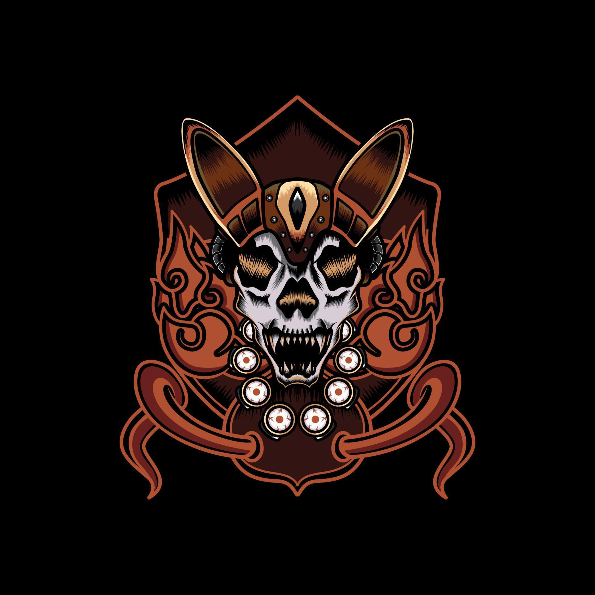 Illustration of jackal skull and abstract ornament 7890881 Vector Art