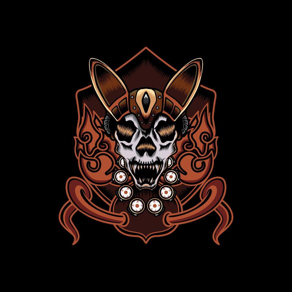 Illustration of jackal skull and abstract ornament vector